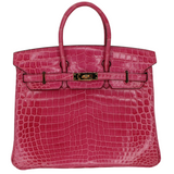 Hermès 25cm Birkin Rose Tyrien Shiny Niloticus Crocodile Gold Hardware