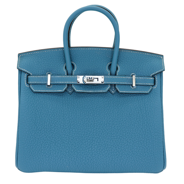 Hermès 25cm Birkin Bleu Jean Togo Leather Palladium Hardware