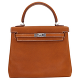 Hermès 25cm Kelly Retourne Fauve Barenia Faubourg Leather Palladium Hardware