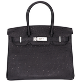 Hermès 30cm Birkin Black Ostrich Palladium Hardware