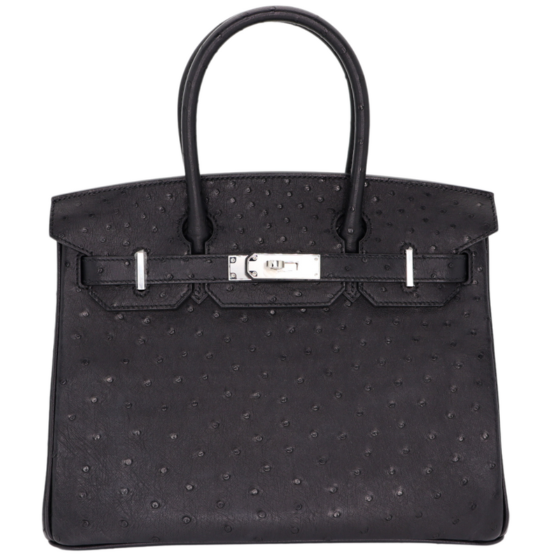 Hermès 30cm Birkin Black Ostrich Palladium Hardware