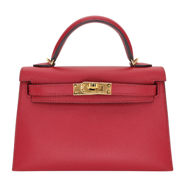 Herm�s Kelly Mini II Rouge Grenat Epsom Leather Gold Hardware