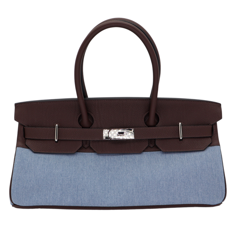 Hermès 42cm JPG Shoulder HAC Birkin Denim Palladium Hardware