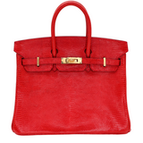 Hermès 25cm Birkin Rouge Exotic Lizard Gold Hardware