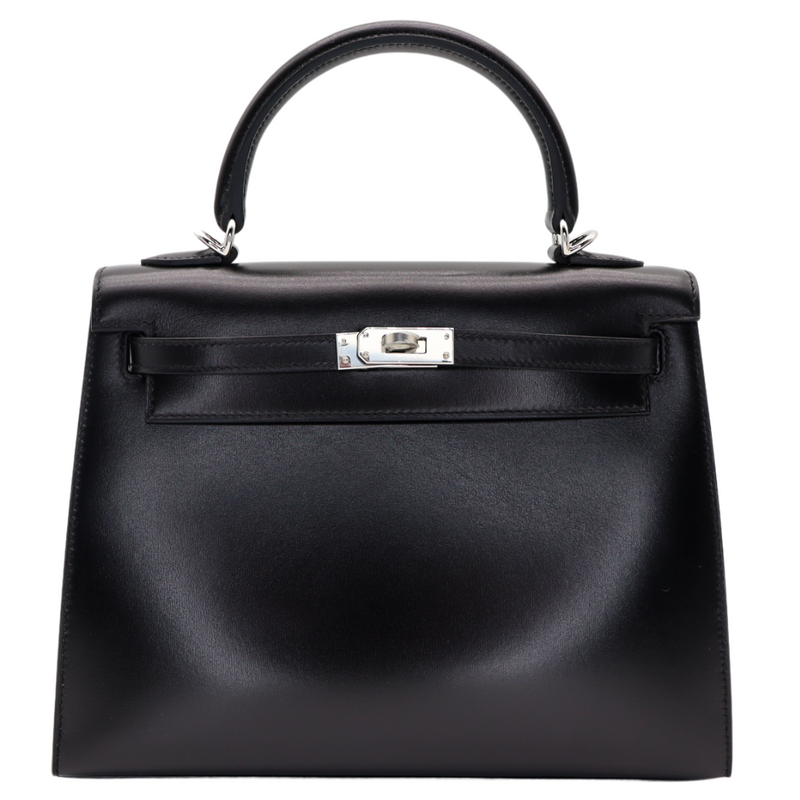 Hermès 25cm Kelly Sellier Black Box Calf Leather Palladium Hardware