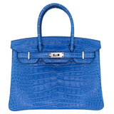 Hermès 30cm Birkin Bleu Zellige Matte Alligator Palladium Hardware