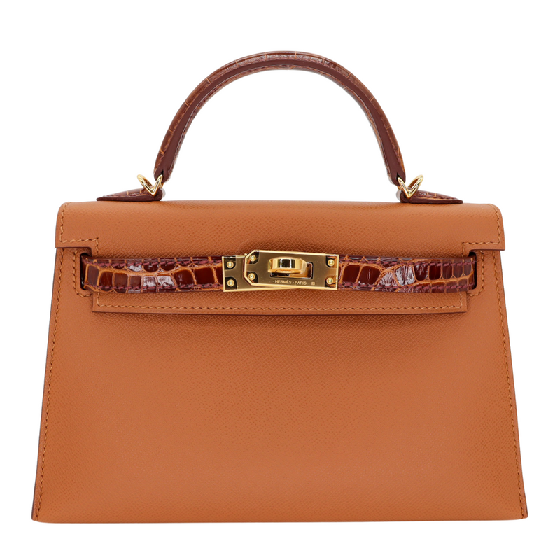 Hermès Kelly II Sellier Mini Touch Gold/Miel Madam Leather/Shiny Alligator Gold Hardware