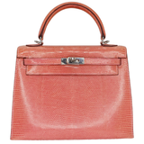 Hermès 25cm Kelly Sellier Bubblegum Lizard Palladium Hardware