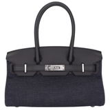 Hermès 29cm Birkin Shoulder Denim/Black Swift Leather Palladium Hardware