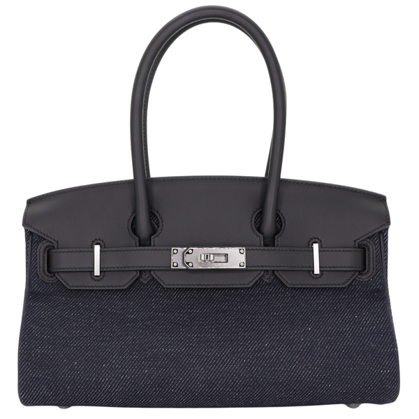 Hermès 29cm Birkin Shoulder Denim/Black Swift Leather Palladium Hardware