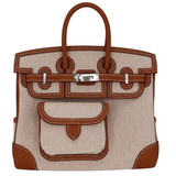 Hermès 25cm Birkin Cargo Ecru/Gold Canvas/Swift Leather Palladium Hardware