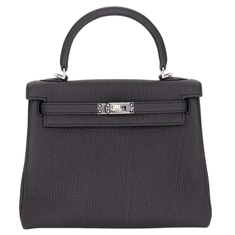 Hermès 25cm Kelly Retourne Black Togo Leather Palladium Hardware