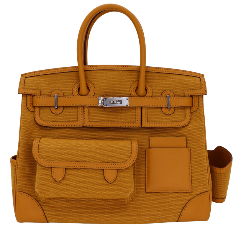 Hermès 35cm Birkin Cargo Sesame Canvas/Swift Leather Palladium Hardware