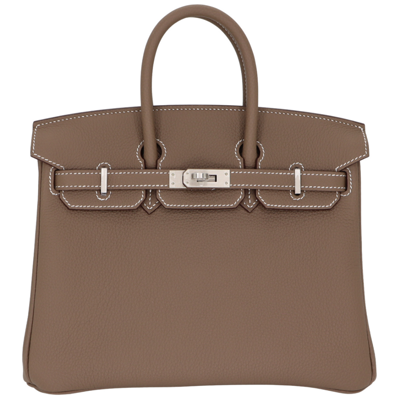 Hermès 25cm Birkin Etoupe Togo Leather Brushed Palladium Hardware