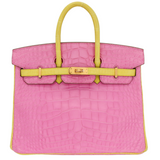 Hermès 25cm Birkin HSS Bubblegum/Mimosa Matte Alligator Brushed Gold Hardware