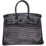 Hermès 35cm Birkin So Black Matte Niloticus Crocodile PVD Hardware