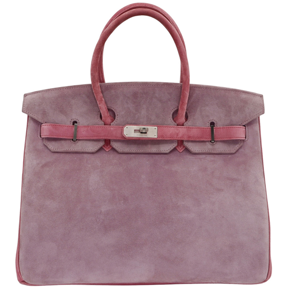 Hermès 35cm Birkin Doblis Pink/Lilac Suede Brushed Palladium Hardware