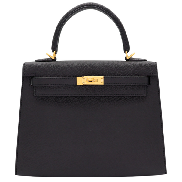 Hermès 25cm Kelly Sellier HSS Black/Gold Epsom Leather Brushed Gold Hardware