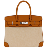 Hermès 30cm Birkin Biscuit Toile/Swift Leather Palladium Hardware