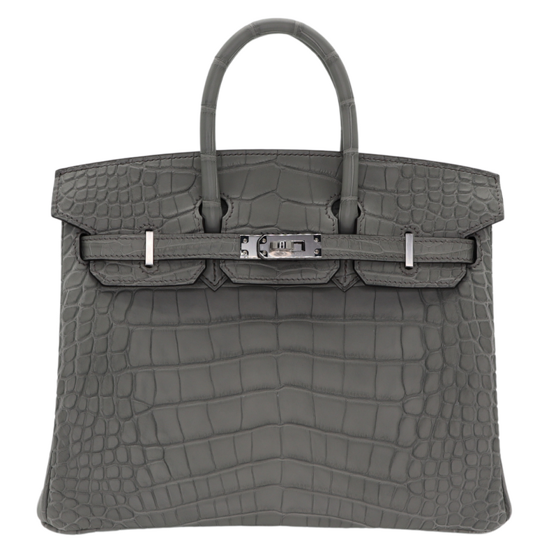 Hermès 25cm Birkin Gris Cement Matte Alligator Palladium Hardware