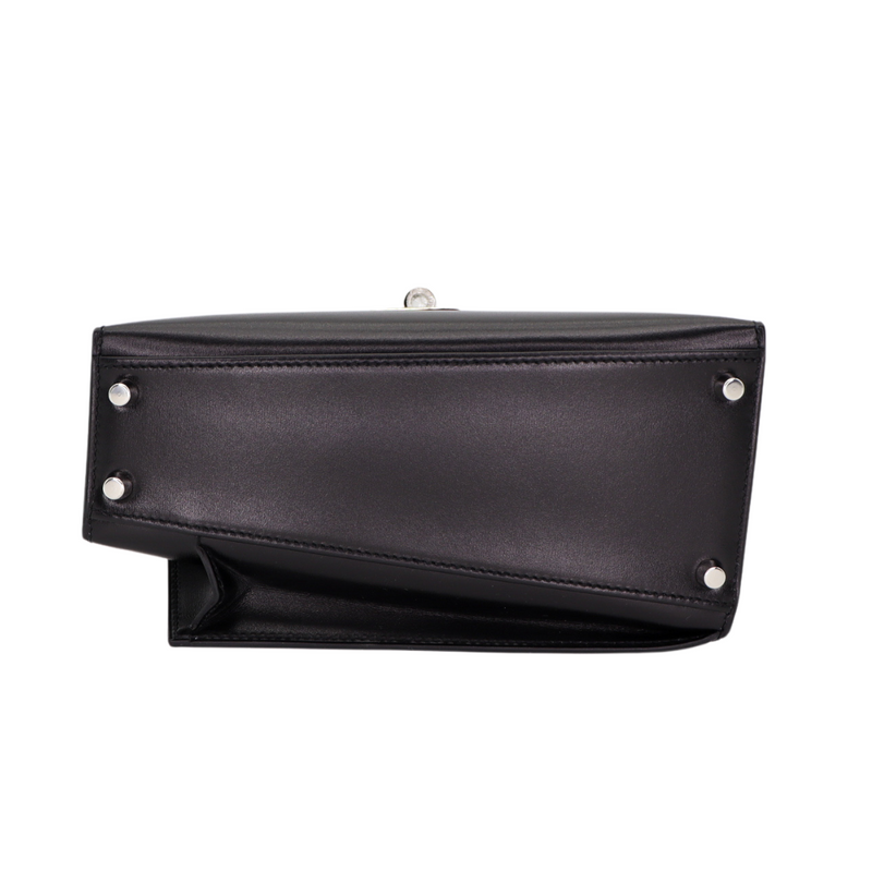 Hermès Kelly en Desordre Black Box Calf Leather Palladium Hardware