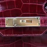 Hermès 30cm Birkin Bordeaux Shiny Niloticus Crocodile Gold Hardware