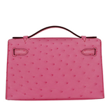 Hermès Kelly Pochette Bubblegum Ostrich Palladium Hardware