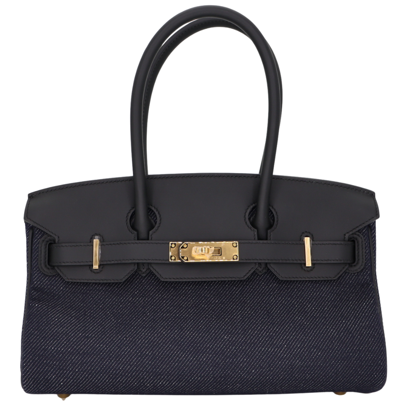 Hermès 29cm Birkin Shoulder Denim/Black Swift Leather Gold Hardware