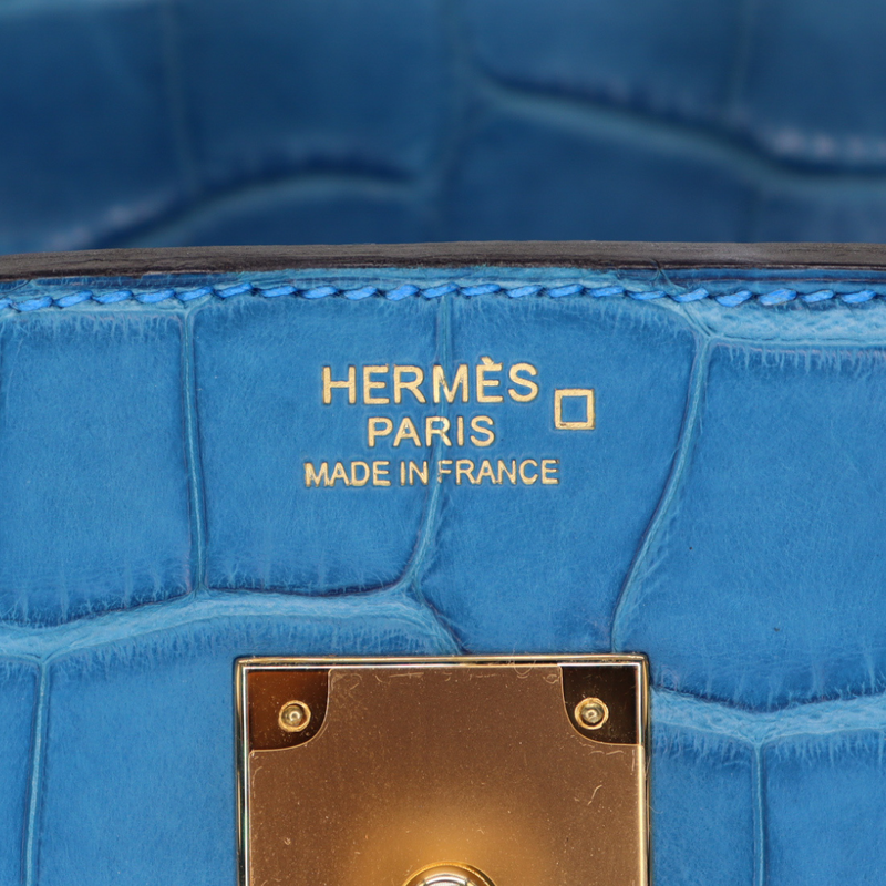 Hermès 30cm Birkin Mykonos Matte Alligator Gold Hardware