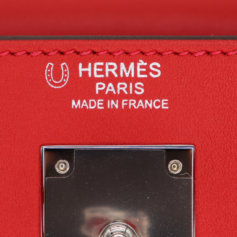 Hermès 32cm Kelly Lakis Retourne Vermillon Palladium Hardware