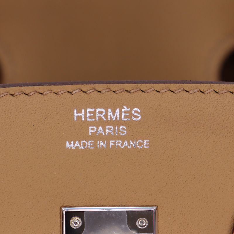 Hermès 25cm Birkin Biscuit Toile/Swift Leather Palladium Hardware