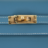 Hermès 25cm Kelly Sellier Bleu Jean Epsom Leather Gold Hardware
