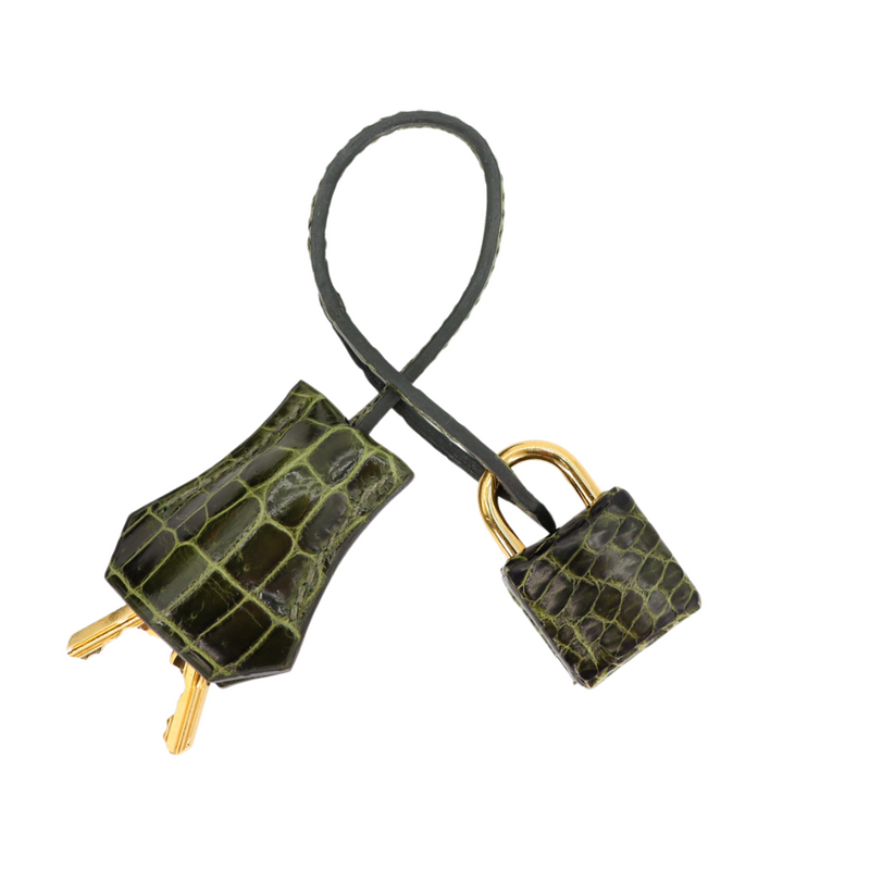 Hermès 25cm Birkin Vert Olive Shiny Niloticus Gold Hardware