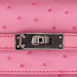 Hermès Kelly Pochette Bubblegum Ostrich Palladium Hardware