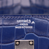 Hermès 25cm Birkin Sellier Indigo Aizome Matte Porosus Crocodile Palladium Hardware