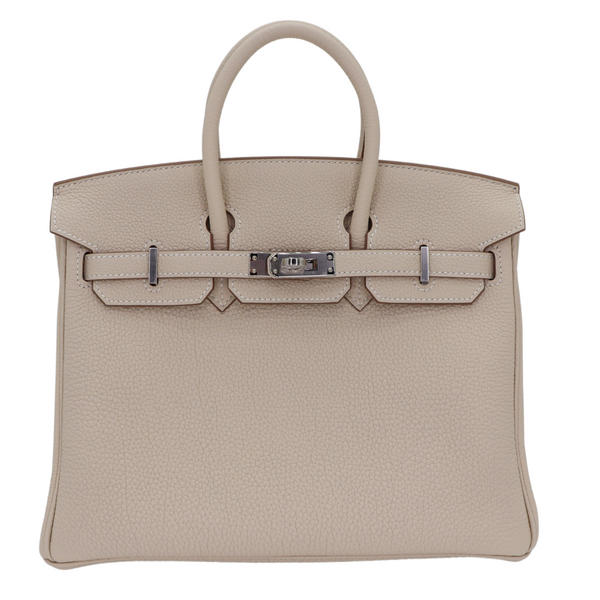 Hermès 25cm Birkin Craie Togo Leather Palladium Hardware