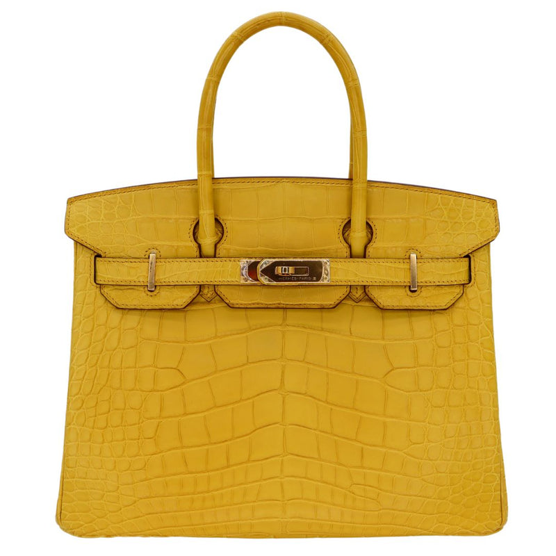 Hermès 30cm Birkin Ambre Matte Alligator Gold Hardware