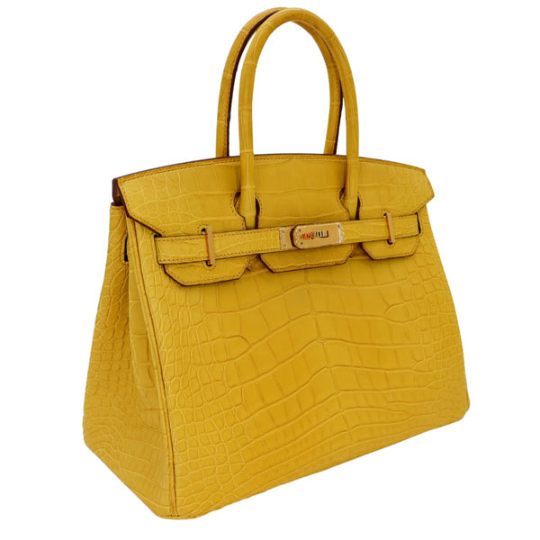 Hermès 30cm Birkin Ambre Matte Alligator Gold Hardware