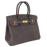 Hermès 30cm Birkin Graphite Matte Porosus Crocodile Gold Hardware