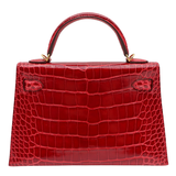 Hermès Kelly II Sellier Mini Braise Shiny Alligator Gold Hardware