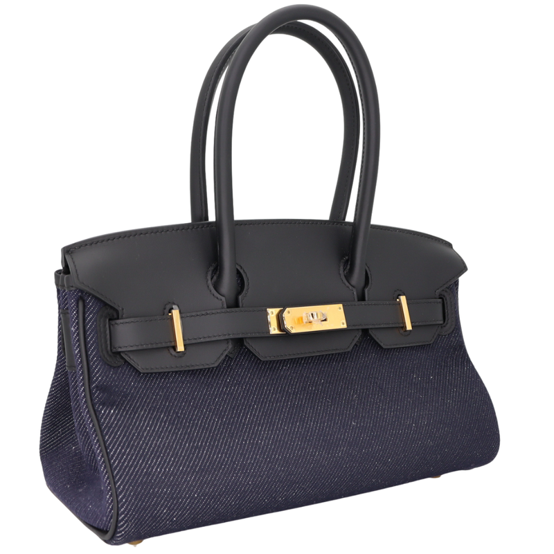 Hermès 29cm Birkin Shoulder Denim/Black Swift Leather Gold Hardware