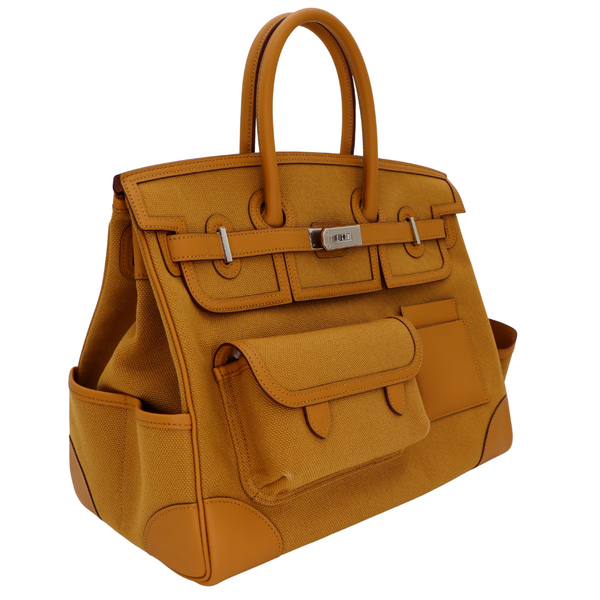 Hermès 35cm Birkin Cargo Sesame Canvas/Swift Leather Palladium Hardware