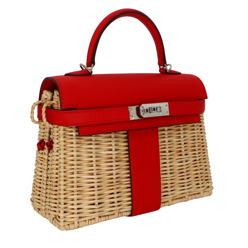 Hermès Kelly Mini Picnic Rouge de Coeur Swift Leather Palladium Hardware
