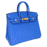 Hermès 25cm Birkin HSS Mykonos Ostrich Brushed Gold Hardware