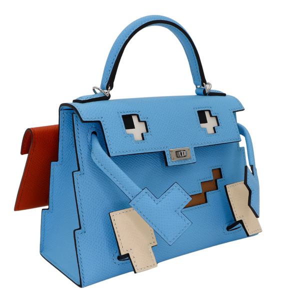 Hermès Kelly Doll Picto Celeste Epsom Leather Palladium Hardware