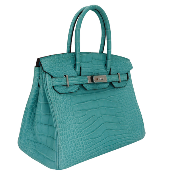 Hermès 30cm Birkin Bleu Saint Cyr Matte Alligator Palladium Hardware