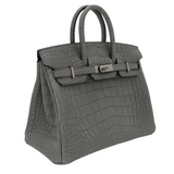 Hermès 25cm Birkin Gris Cement Matte Alligator Palladium Hardware