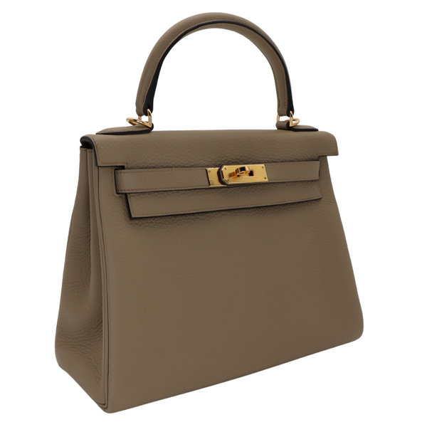 Hermès 28cm Kelly Retourne Beige Marfa Clemence Leather Gold Hardware