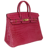Hermès 25cm Birkin Rose Tyrien Shiny Niloticus Crocodile Gold Hardware