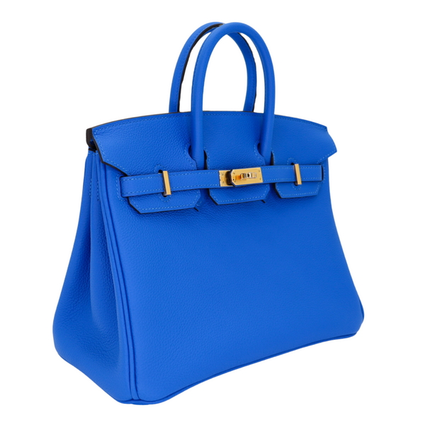 Hermès 25cm Birkin Bleu Hydra Togo Leather Gold Hardware